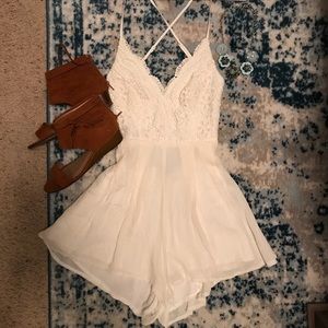 Like New - only worn once! White Lacy Romper